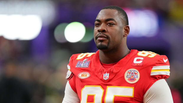 Jones before the Chiefs’ 25-22 overtime win over the 49ers in Super Bowl LVIII on Feb. 11, 2024.